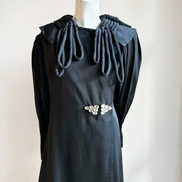 Vintage 1940s Jean Louise Statement sleeve Fitted Wiast Maxi Coat S - Picture 5 of 16